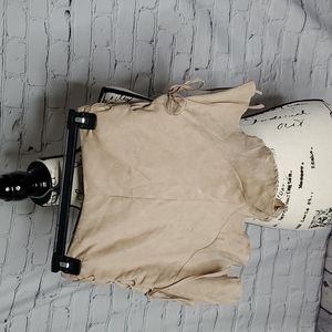 Missguided Faux Suede Frill Hem Eyelet Short Size 4